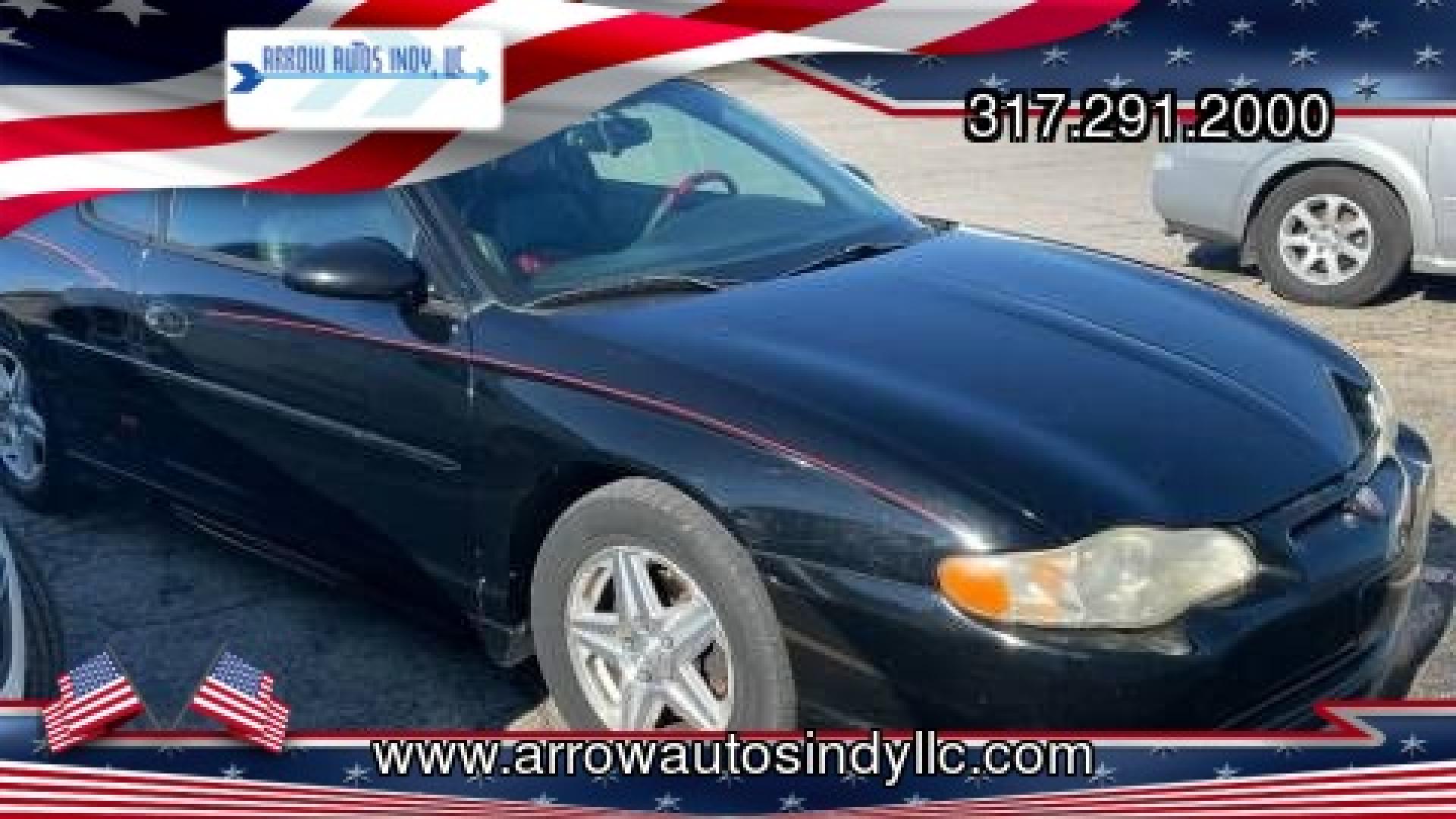 2004 BLACK /BLACK/RED Chevrolet Monte Carlo Supercharged SS (2G1WZ121049) with an 3.8L V6 OHV 12V SUPERCHARGER engine, 4-Speed Automatic Overdrive transmission, located at 2710A Westlane Rd., Indianapolis, IN, 46268, (317) 291-2000, 39.885670, -86.208160 - Photo#0